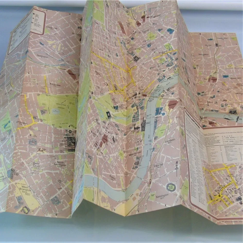 Fold Out London Map Vintage 1977 British Tourist Authority Publication